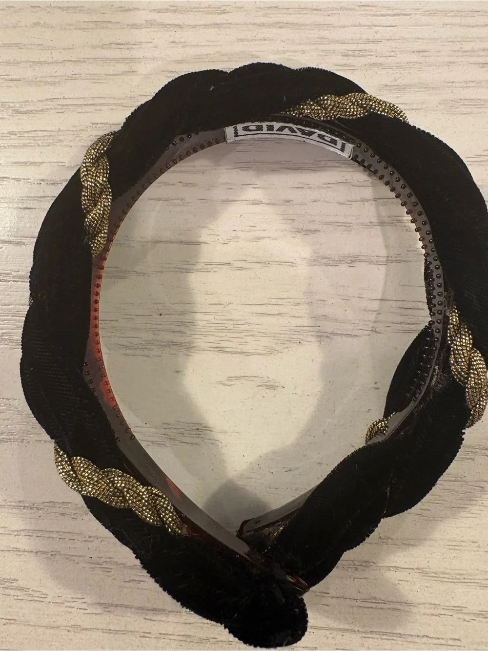 David 3 Classic Black &Gold Twisted Headband White &silver, black velvet & gold